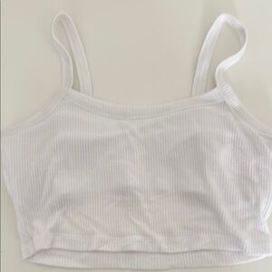 White Ribbed Crop Top
